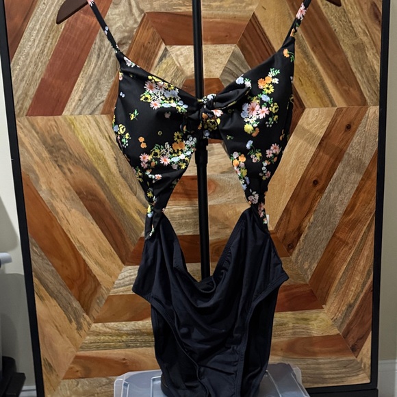 social angel Other - Floral Black One-Piece Swimsuit NWT